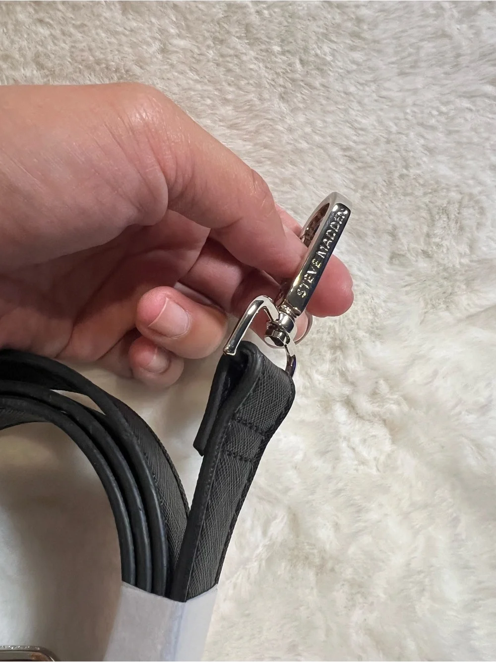 Steve Madden Leather Crossbody Strap with Silver Hardware - replacement strap